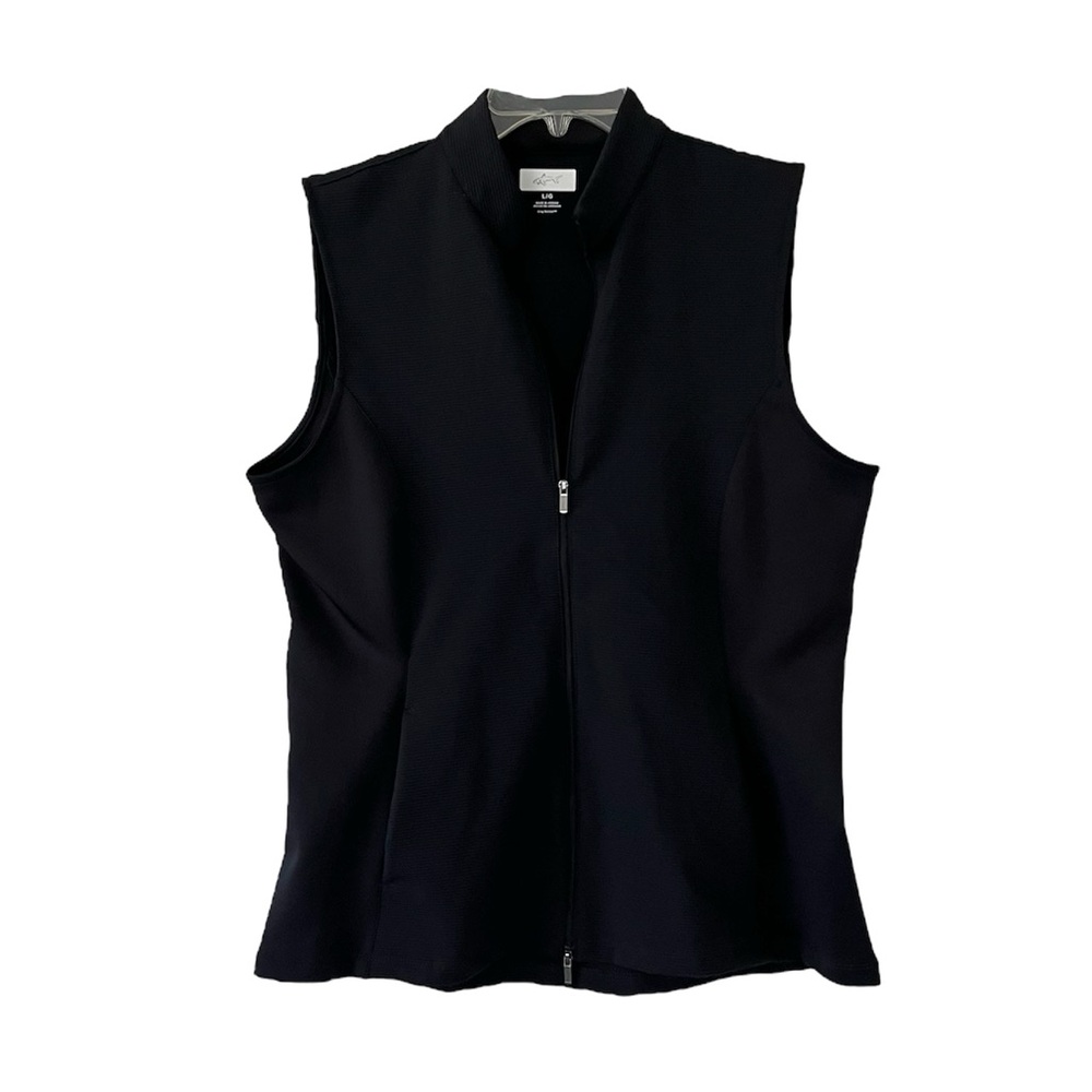 Greg Norman Shark Women’s Black Front Zip Golf Athletic Nylon Vest Size Large